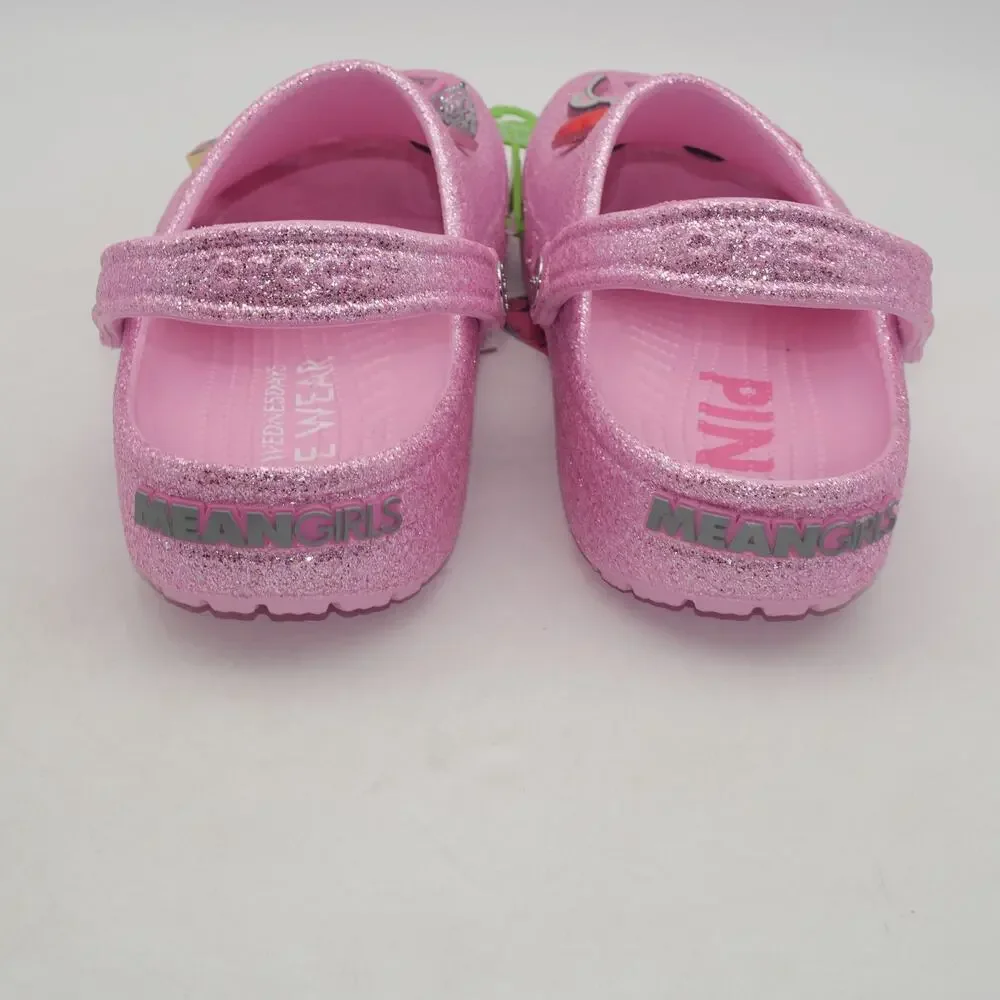 New Crocs Mean Girls Classic Clogs Sandals Pink Glitter Men's 12 Women's 14 - Picture 11 of 13